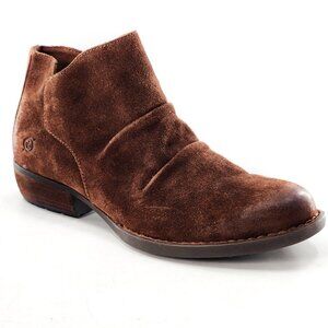 BORN NWT Falco Distressed Leather Ankle Boots Tobacco Brown Zip